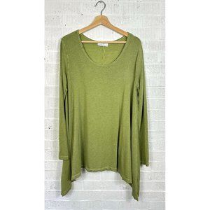 Bryn Walker Womens Green Long Sleeve Rayon Asymmetrical Tunic Shirt Medium